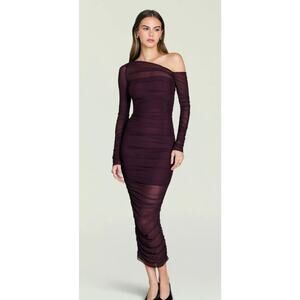 NEW SEROYA Chantae Mesh Dress in Merlot Size Small